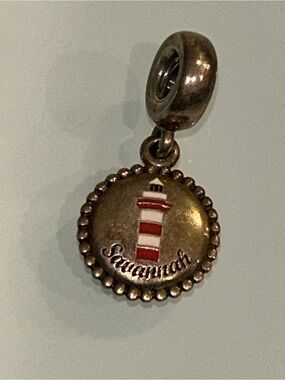 Pandora Gold-Tone Round Logo Dangle Charm